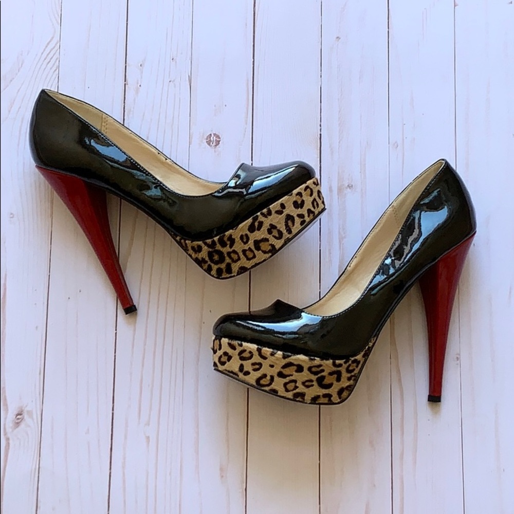 Steve Madden Patent Leather and Leopard Pumps